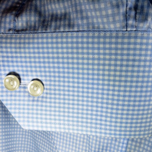 ETON of Sweden, NWOT 17.5 Light Blue and White Mini Check, Classic Fit - Picture 10 of 13